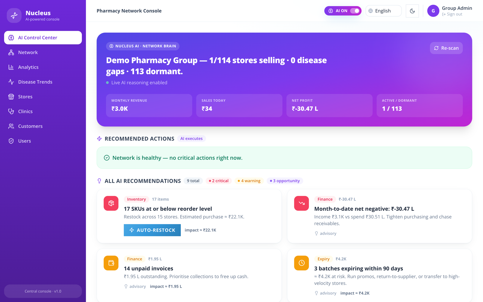 Nucleus AI network console